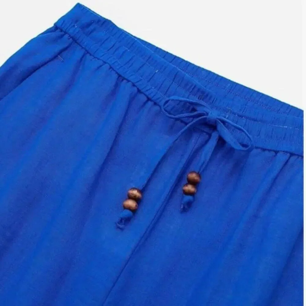 zara linen blue pants size xs NWT